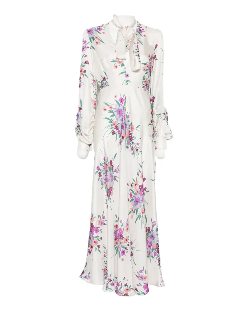 Raquel Diniz Valerie floral-print tie-neck maxi dress - Weiß Weiß