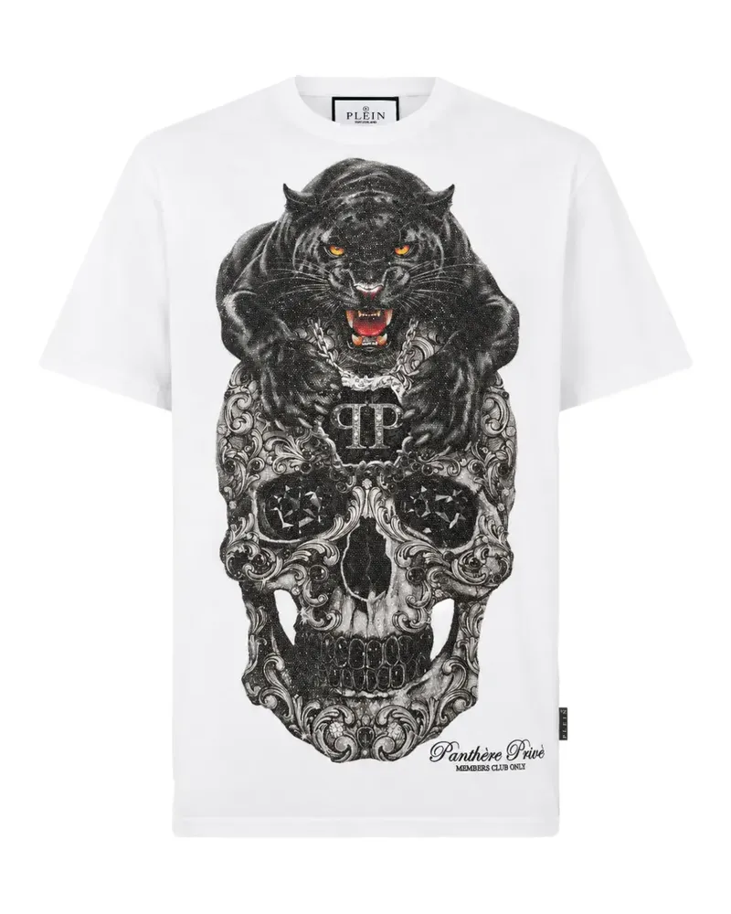 Philipp Plein T-Shirt mit Totenkopf - Weiß Weiß