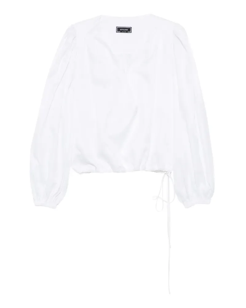 STYLAND wrap-style puff-sleeve blouse - Weiß Weiß