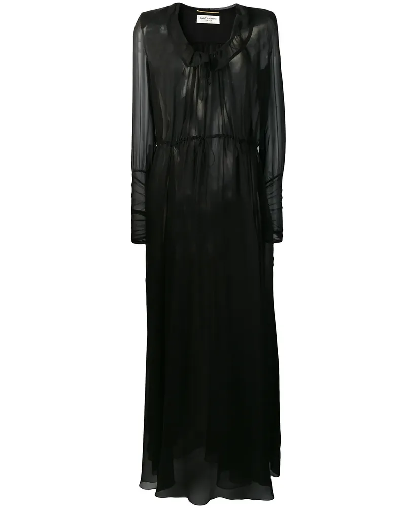 Saint Laurent Semi-transparentes Maxikleid - Schwarz Schwarz