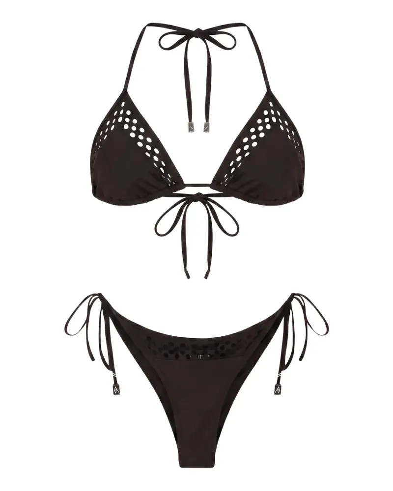 ATTICO perforated-detail bikini - Braun Braun