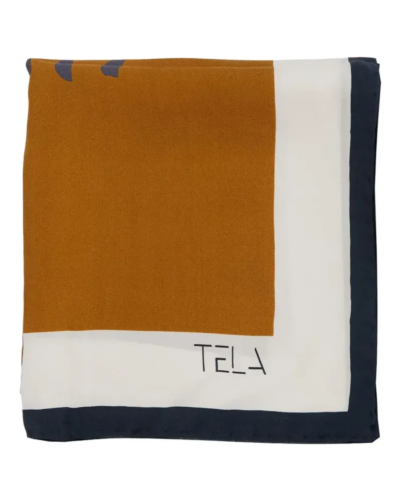 TELA abstract-print silk scarf - Gelb Gelb