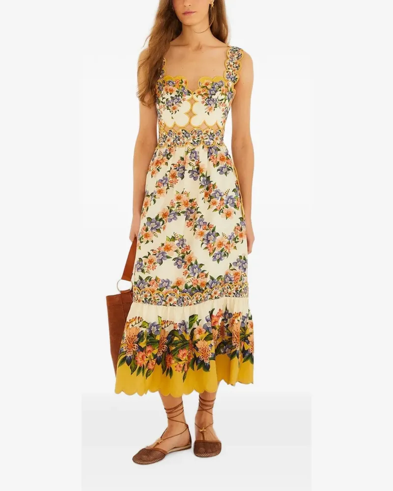 FARM Rio Kleid mit Blumenprint - Nude Nude