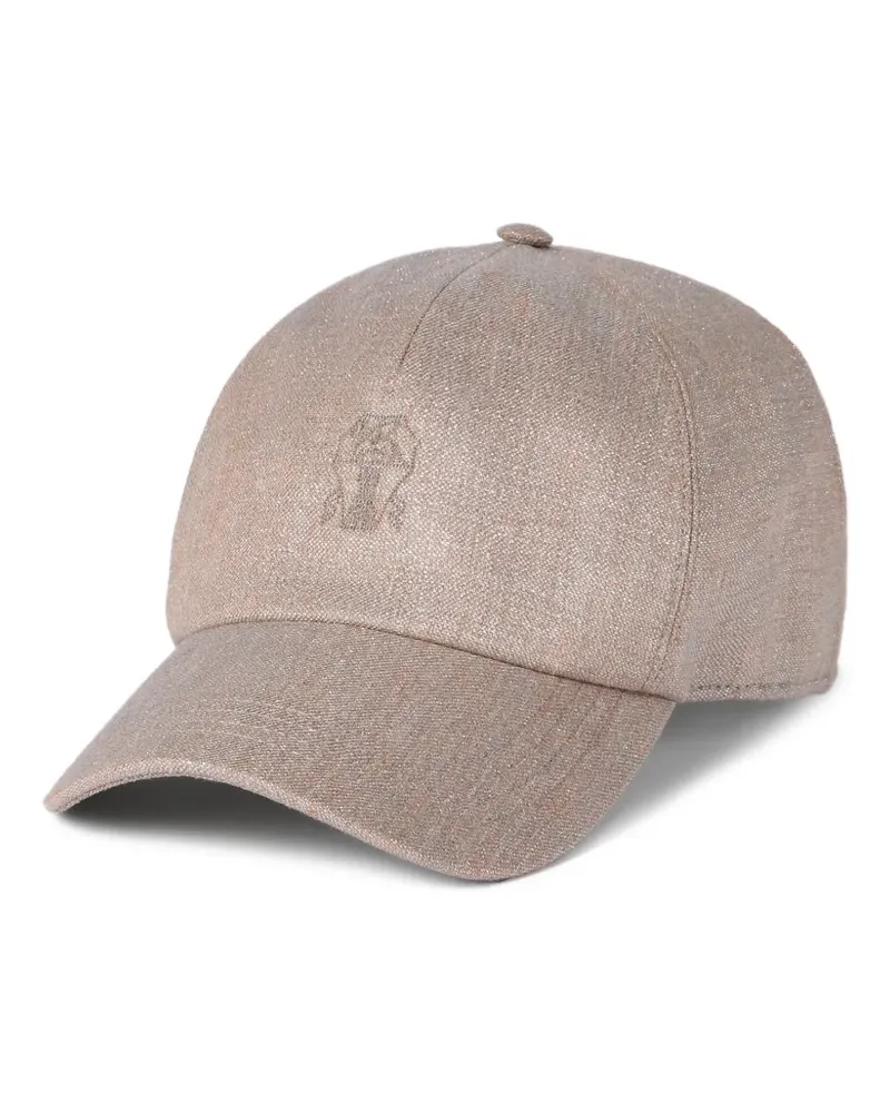 Brunello Cucinelli Baseballkappe mit Glitter-Logo - Nude Nude