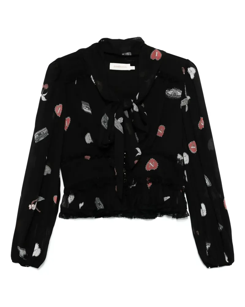 Zimmermann Spitzenbluse mit V-Ausschnitt - Schwarz Schwarz