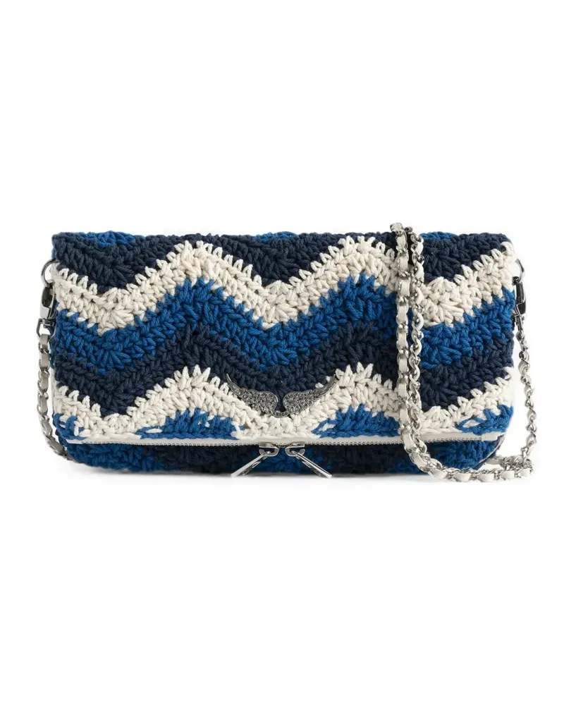 Zadig & Voltaire Rock chevron macramé cross body bag - Blau Blau