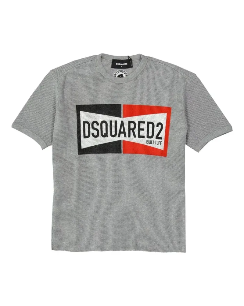 Dsquared2 logo-print waffle-knit T-shirt - Grau Grau