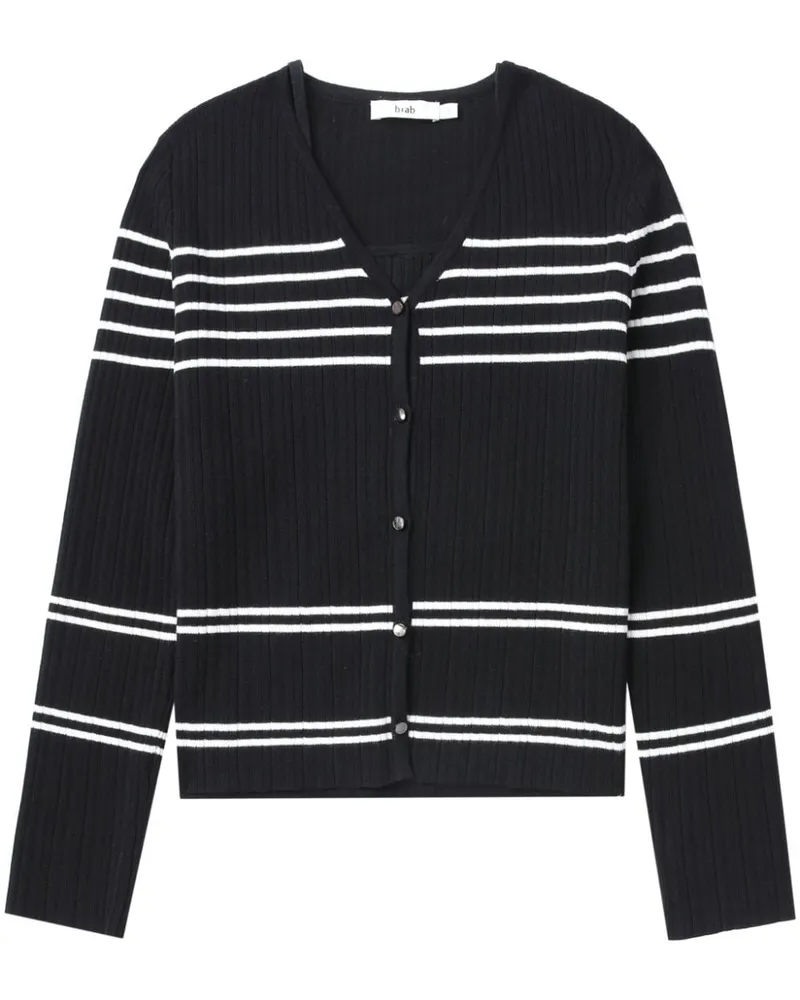 b+ab Gestreifter Cardigan mit V-Ausschnitt - Blau Blau