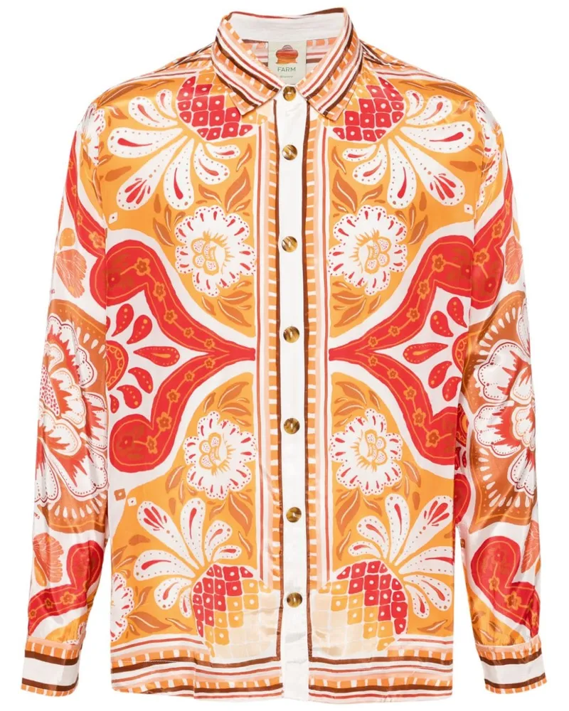 FARM Rio Wonderful Scarf Hemd aus Satin - Orange Orange