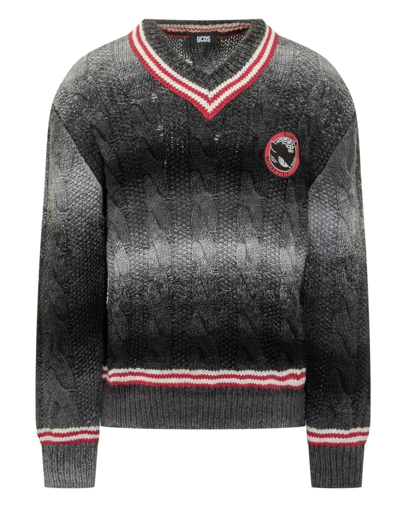 GCDS Kittho cable-knit V-neck sweater - Schwarz Schwarz