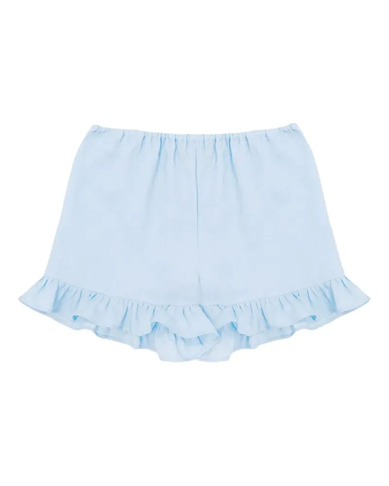 SLEEPER Cha Cha Short-Set mit Rüschensaum - Blau Blau