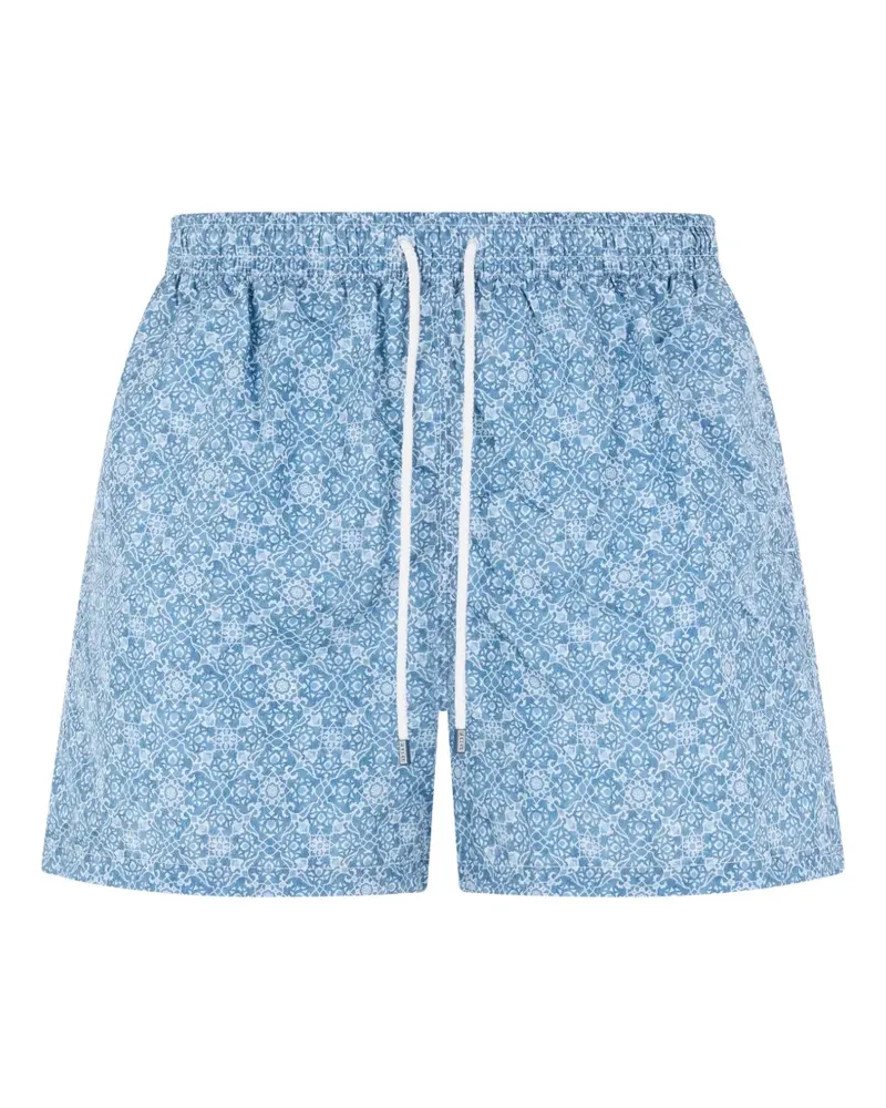 Fedeli geometric-pattern drawstring swim shorts - Blau Blau