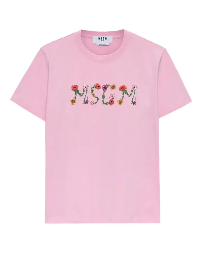 MSGM T-Shirt mit Blumen-Print - Rosa Rosa