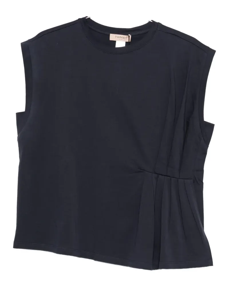 Twin-Set pleated asymmetric T-shirt - Blau Blau