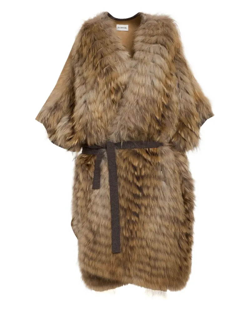 P.A.R.O.S.H. P.A.R.O H. Mantel aus Faux Fur mit Gürtel - Braun Braun