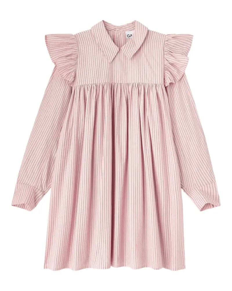 Ganni Minikleid mit Volants - Rosa Rosa