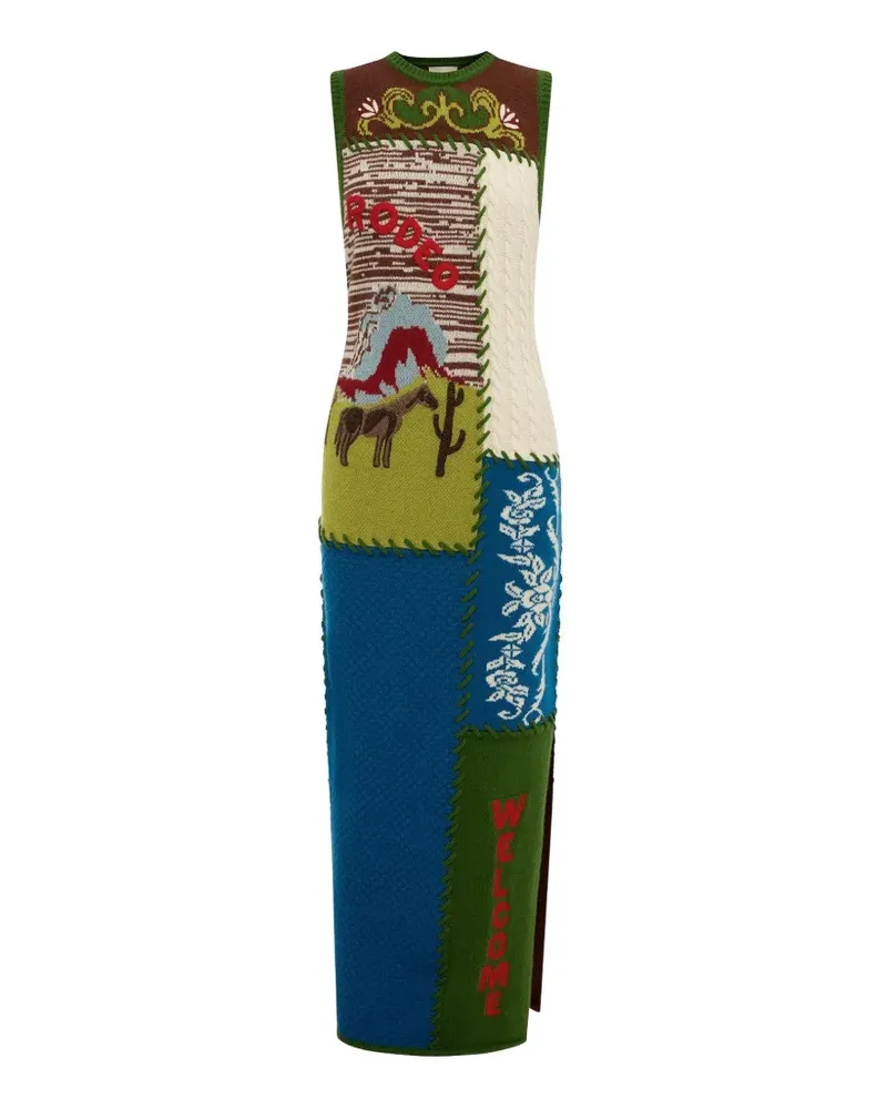 ALEMAIS Lasso Maxikleid im Patchwork-Look - Blau Blau