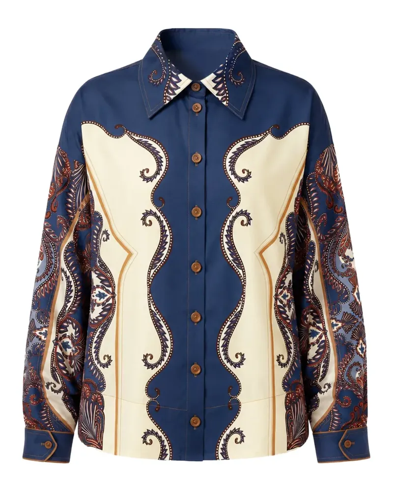 FARM Rio Sand Arabesque Hemd aus Bio-Baumwolle - Blau Blau