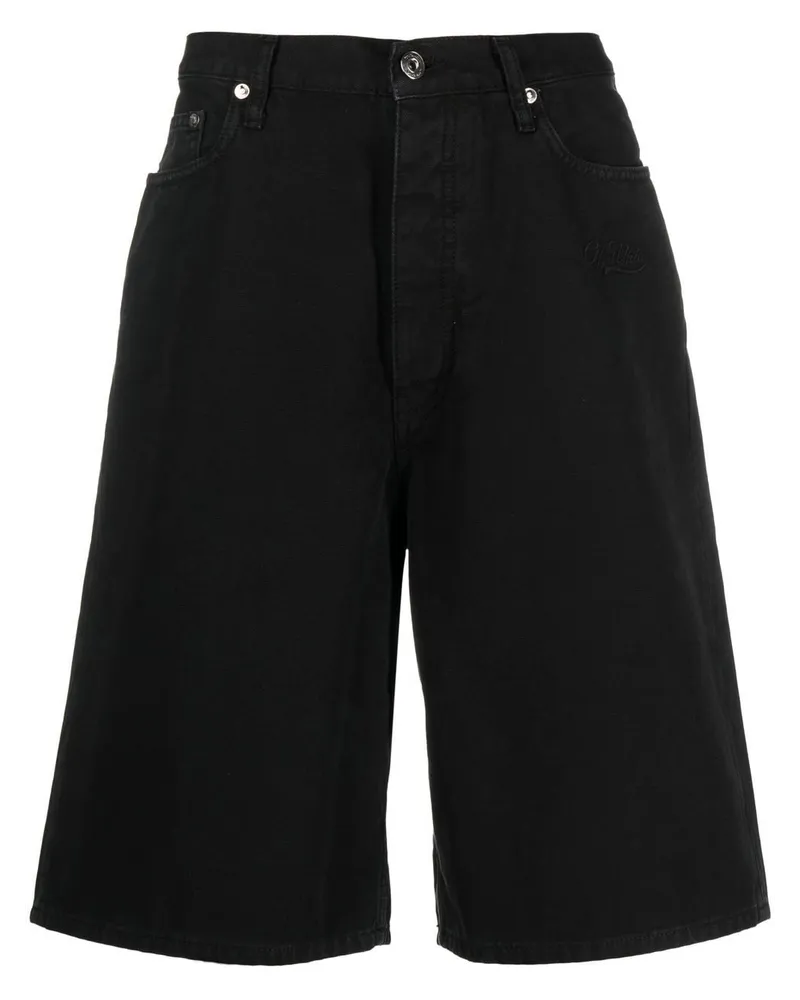 OFF-WHITE Weite Jeans-Shorts mit Logo-Patch - Schwarz Schwarz
