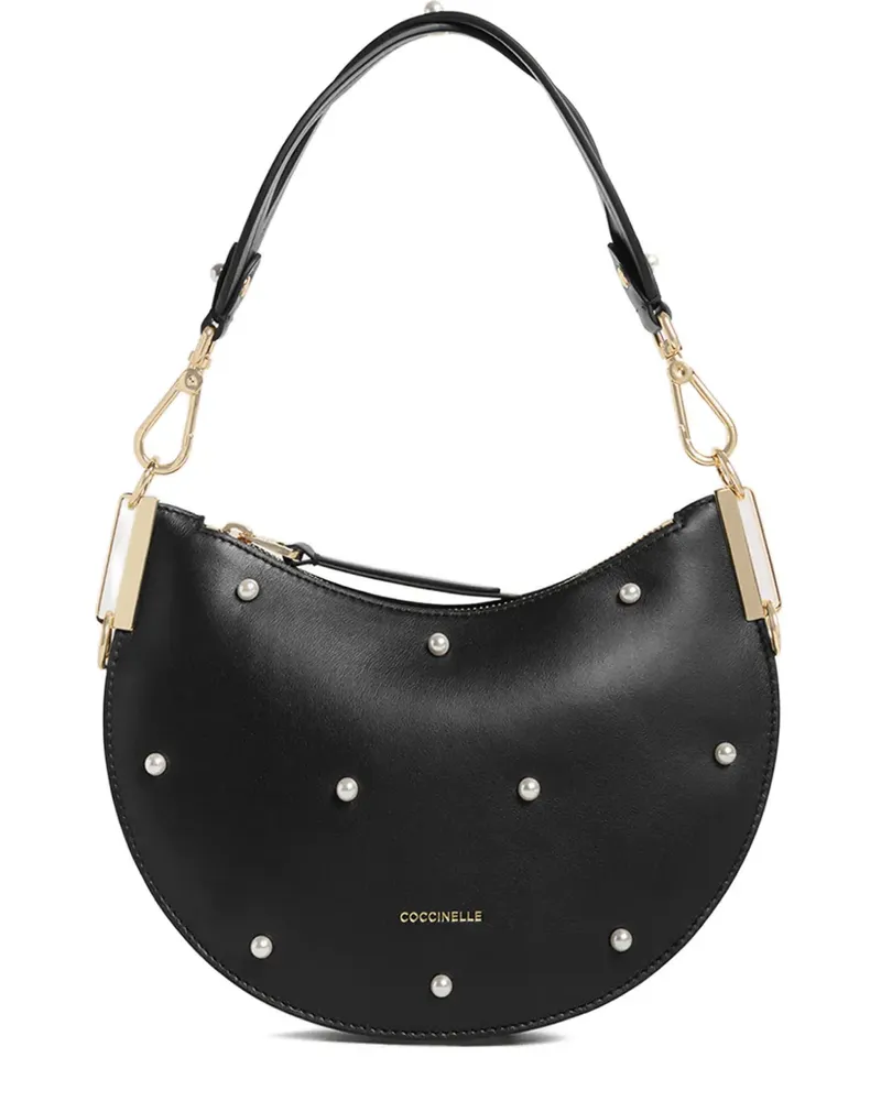 Coccinelle Kleine Sunup Schultertasche mit Perlendetail - Schwarz Schwarz