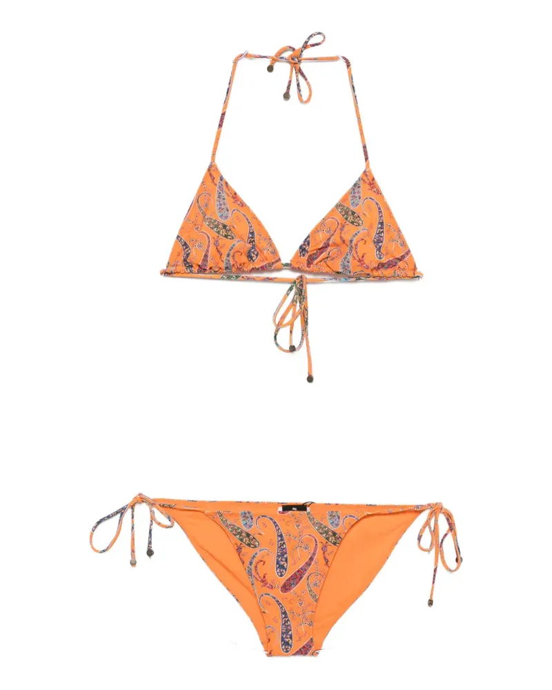 Etro paisley-print triangle bikini - Orange Orange