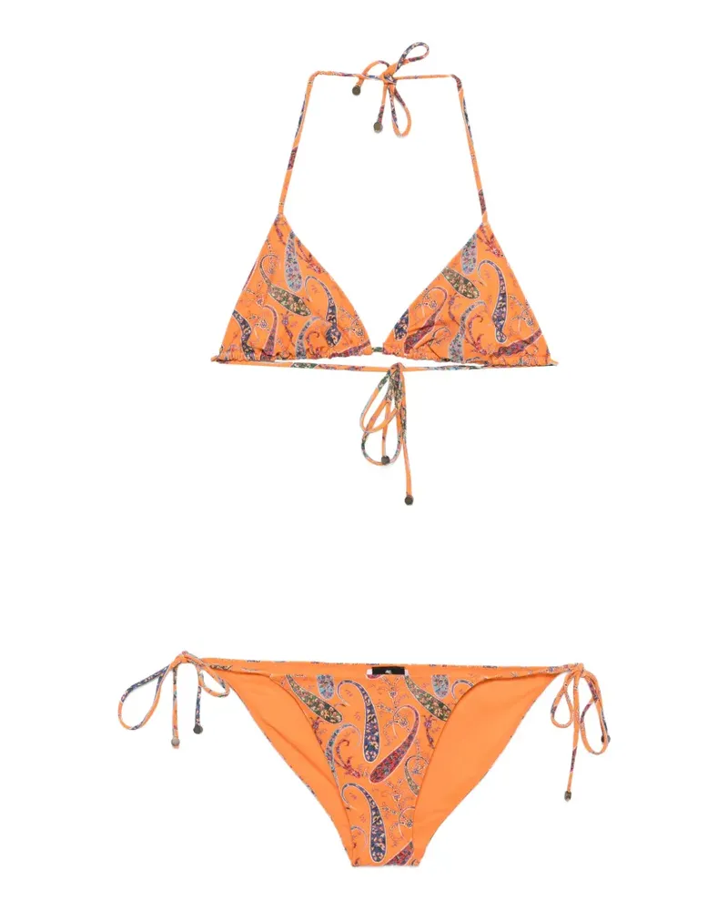 Etro paisley-print triangle bikini - Orange Orange
