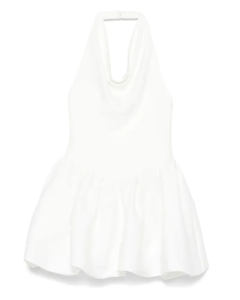 Self-Portrait Gerafftes Neckholder-Minikleid - Weiß Weiß