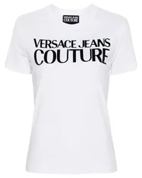 Versace Jeans T-Shirt mit Logo-Streifen Weiß