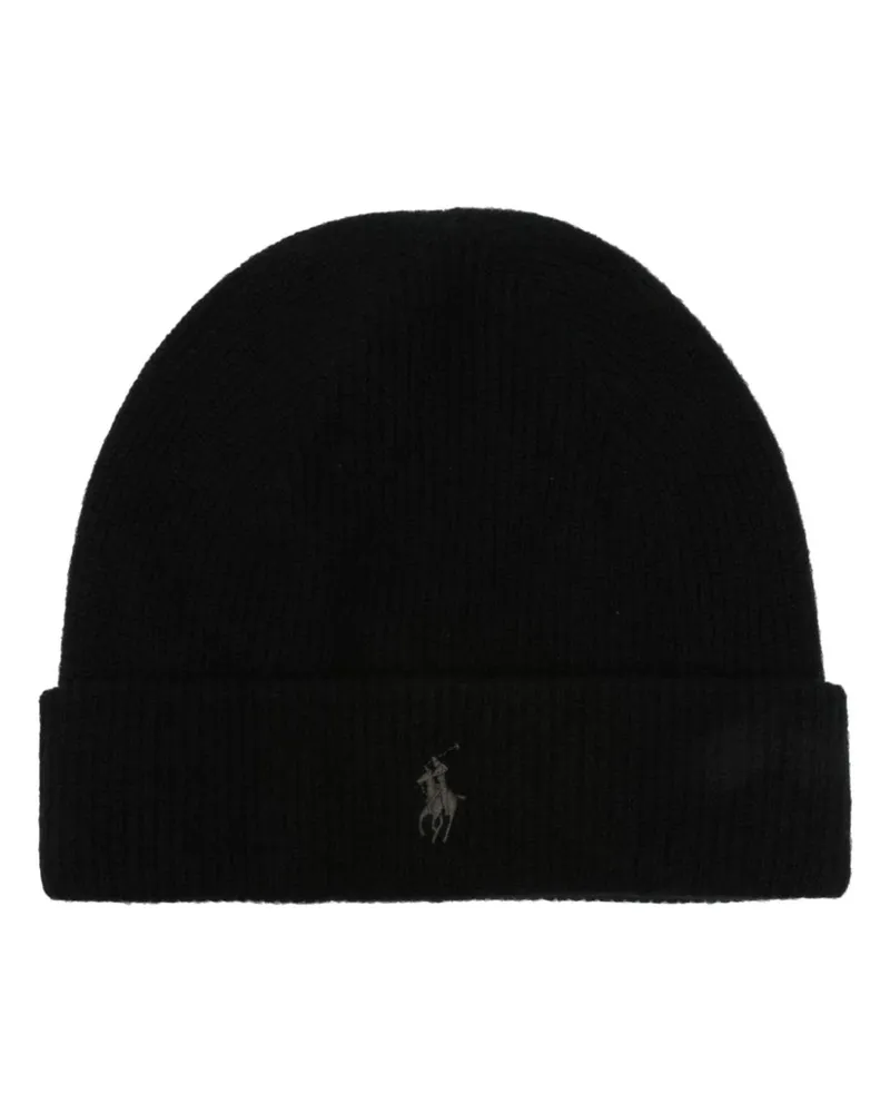 Ralph Lauren Mütze aus Kaschmir mit Polo Pony - Schwarz Schwarz