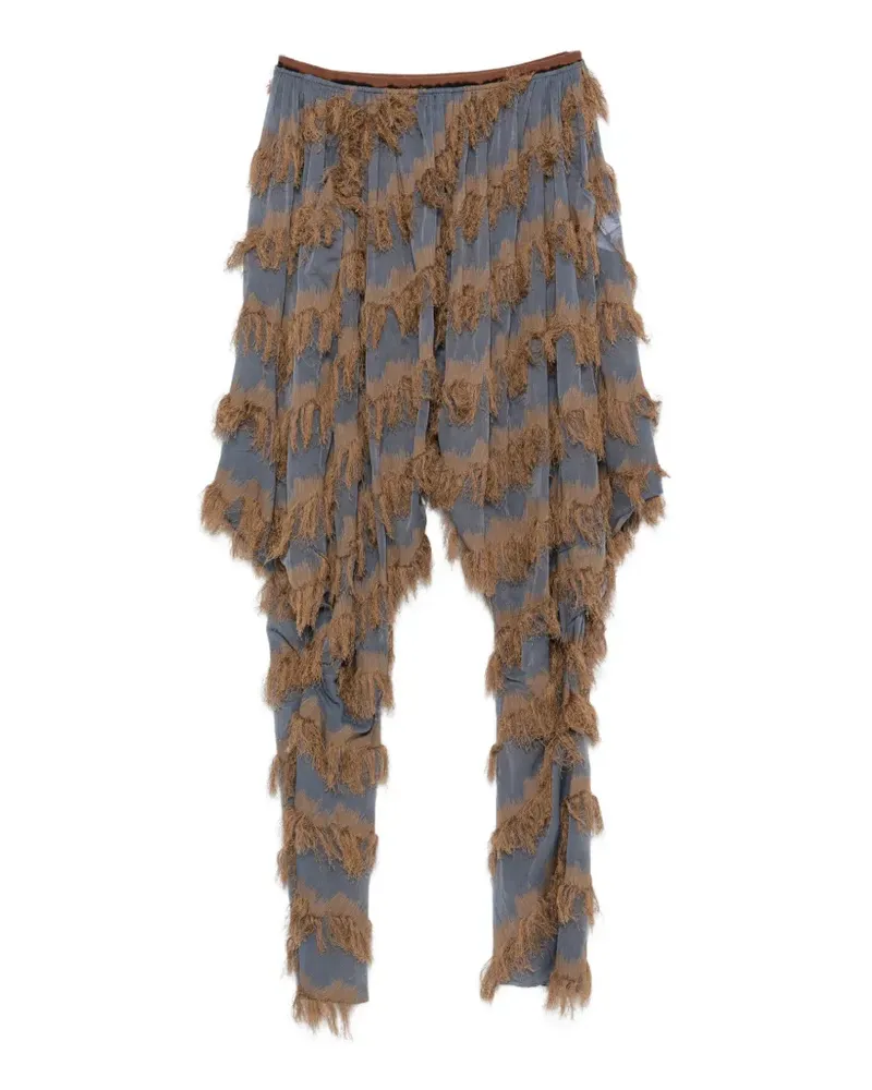 KIKO KOSTADINOV fringed ikat-pattern trousers - Blau Blau