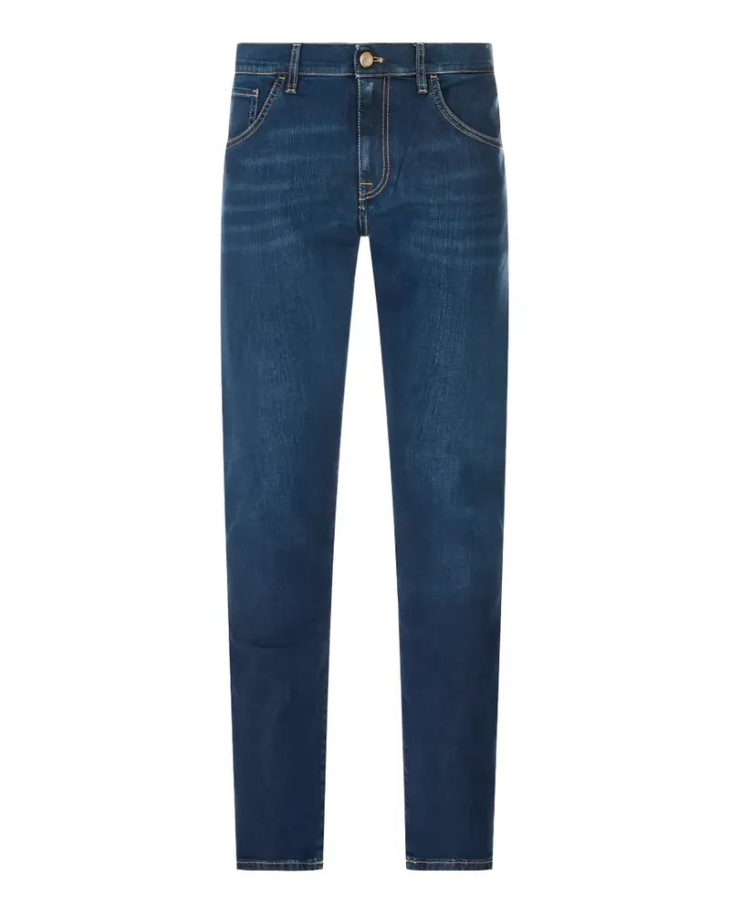 PT TORINO logo-patch whiskered slim-fit jeans - Blau Blau
