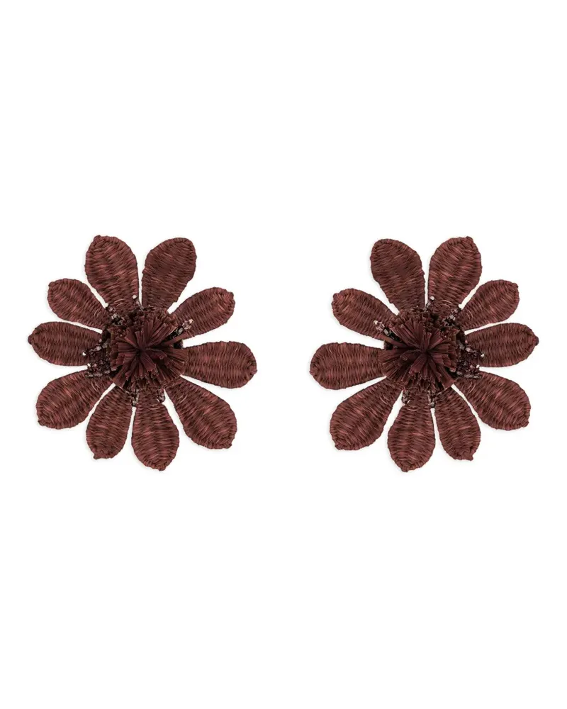 Oscar de la Renta Blumen-Ohrclips - Braun Braun