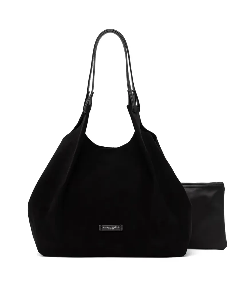 Gianni Chiarini Große Dua Tote Bag mit Wildleder-Finish - Schwarz Schwarz