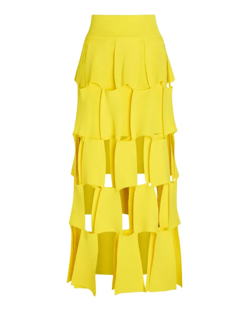 A.W.A.K.E. laser-cut tiered maxi skirt - Gelb Gelb