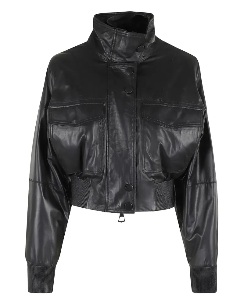 MARELLA Lederjacke mit Knopfleiste - Schwarz Schwarz