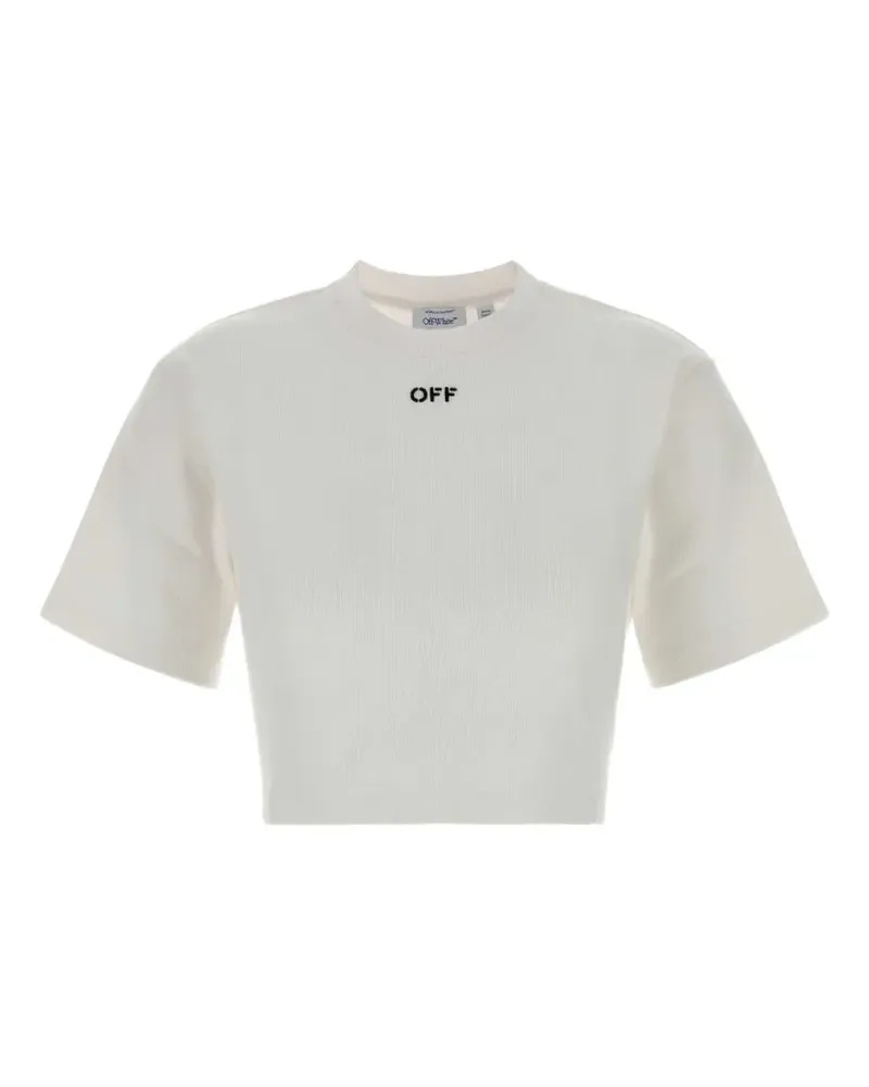 OFF-WHITE logo-print cropped T-shirt - Weiß Weiß