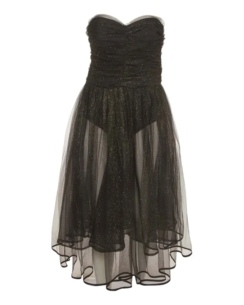 Elisabetta Franchi glitter-embellished ruched-design midi dress - Schwarz Schwarz