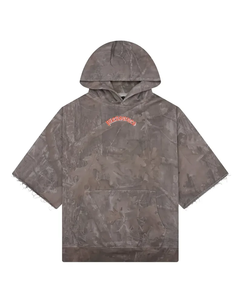 PLEASURES cut-off camo hoodie - Braun Braun