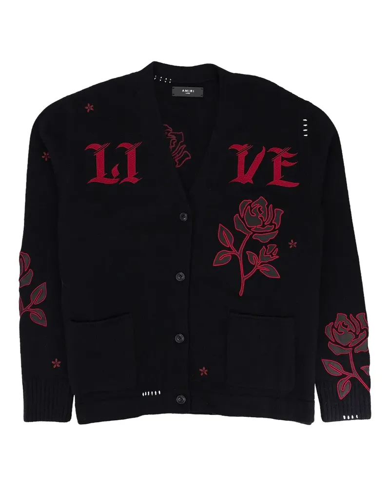 Amiri Cardigan mit Rosenapplikation - Schwarz Schwarz