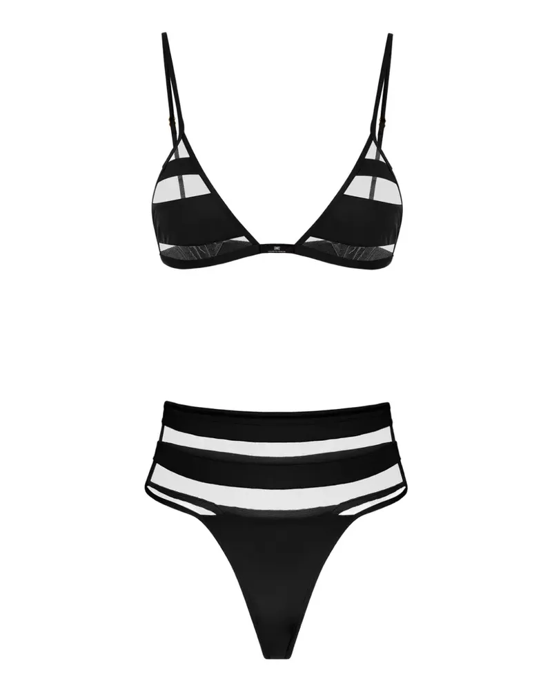 Elisabetta Franchi Semi-transparenter Bikini mit Streifen - Schwarz Schwarz