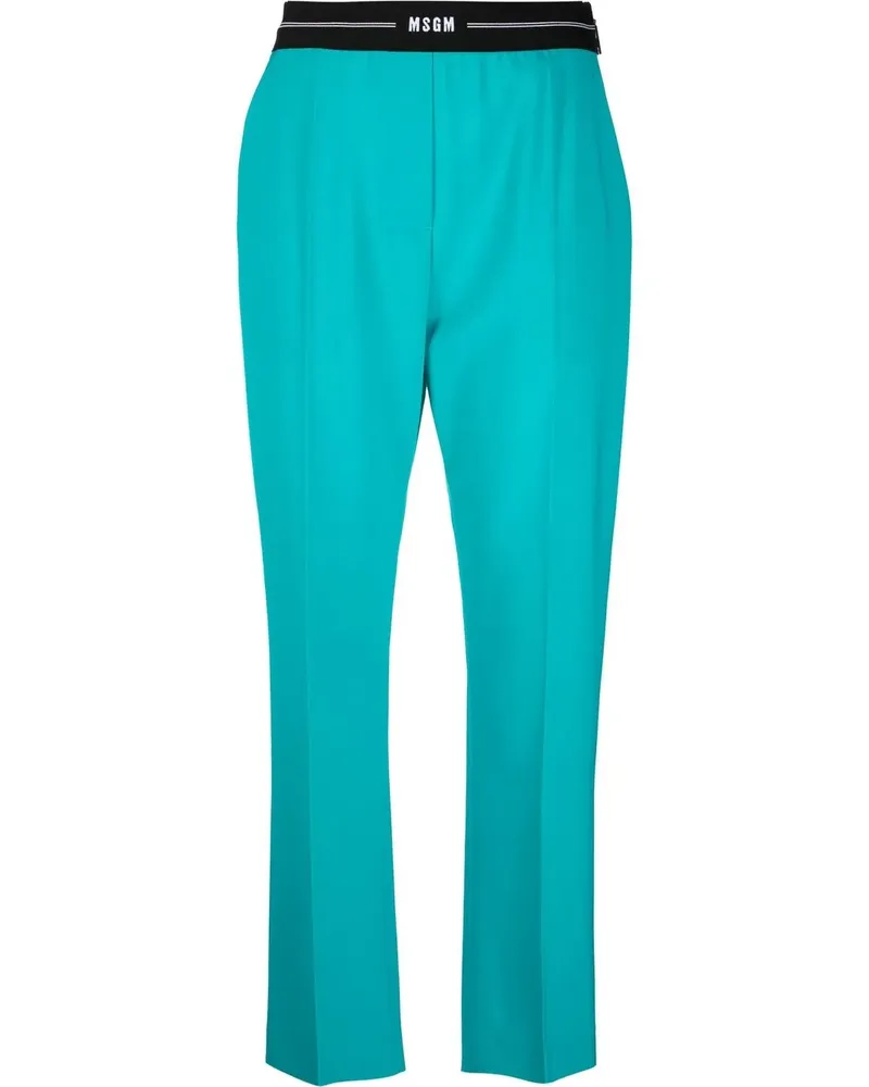 MSGM Hose mit Logo-Bund - Blau Blau