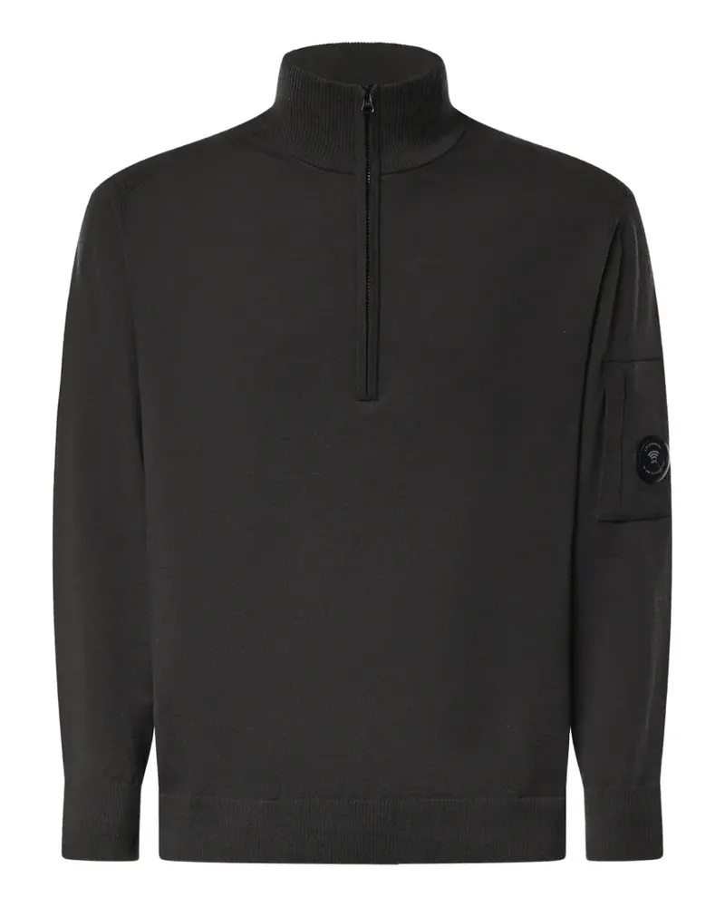 C.P. Company Lens-detail quarter-zip sweater - Schwarz Schwarz