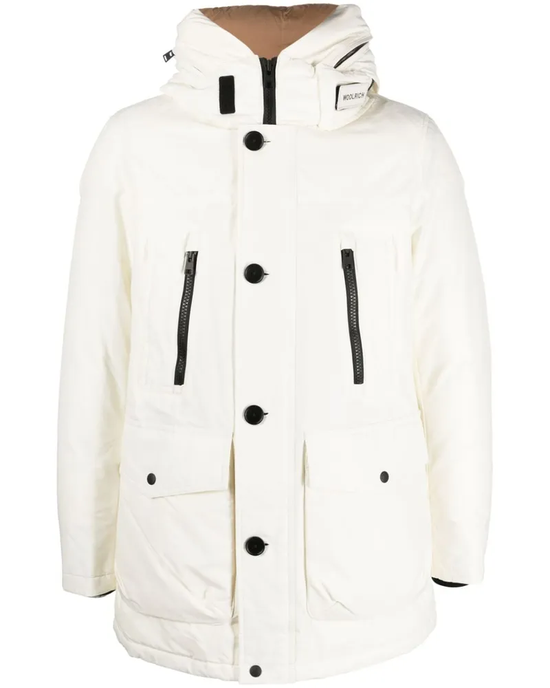 Woolrich Kapuzenmantel mit Logo-Print - Weiß Weiß