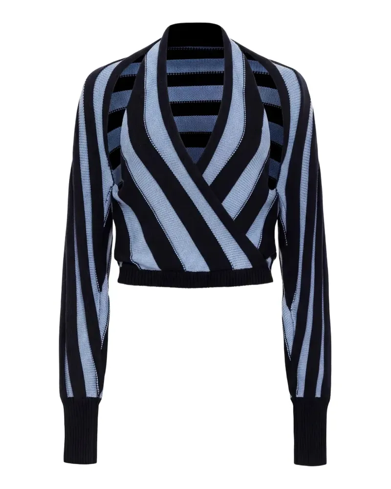 Hellessy Gestreifter Artin Pullover mit V-Ausschnitt - Schwarz Schwarz