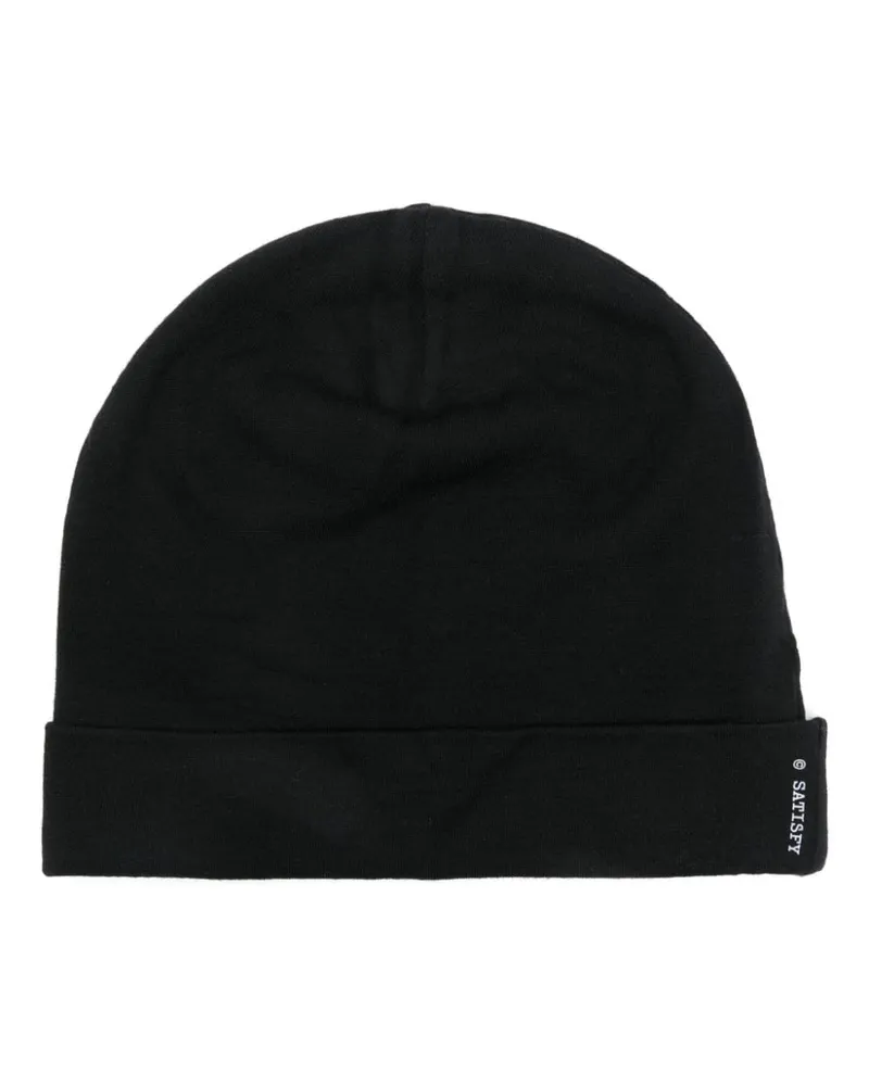 Satisfy Gestrickte Beanie mit Logo-Patch - Schwarz Schwarz