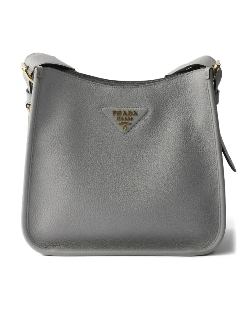 Prada logo-detail leather shoulder bag - Grau Grau