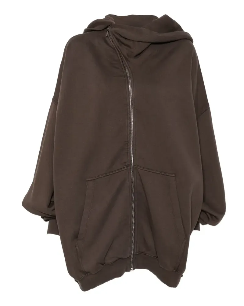 DRKSHDW by Rick Owens asymmetric zip-up hoodie - Braun Braun