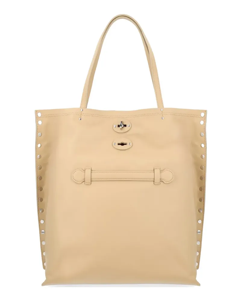 Zanellato medium A'spasso® stud-embellished leather tote bag - Nude Nude