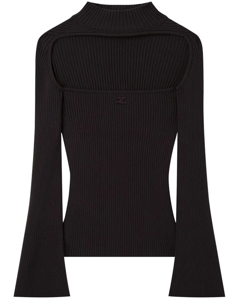 Courrèges Gerippter Pullover mit Cut-Out - Braun Braun