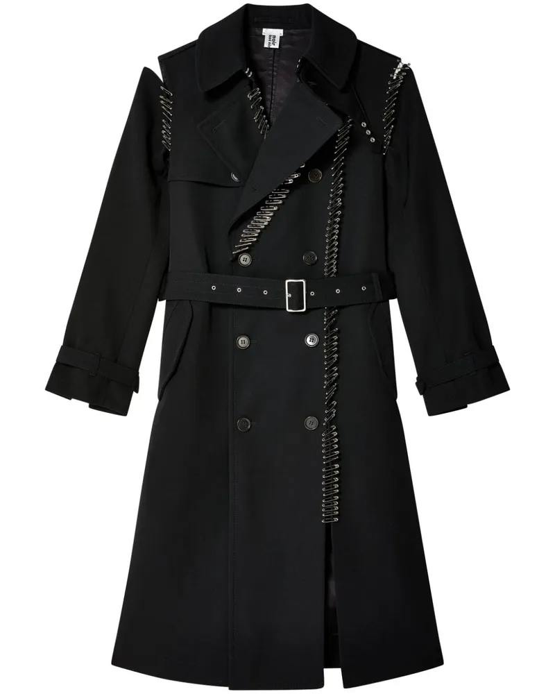 Noir Kei Ninomiya Doppelreihiger Mantel - Schwarz Schwarz
